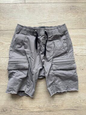 Zanerobe Mens Sureshot Cargo Shorts Gray Size 30 Elastic-Waist